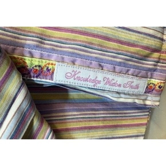 Robert Graham Womens Striped Button-Down Shirt Size M Multicolor Cotton Blend - Picture 4 of 4